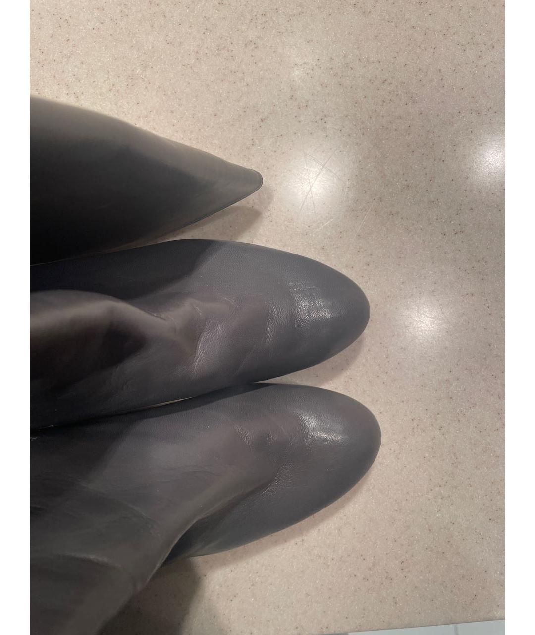 STUART WEITZMAN Антрацитовые кожаные сапоги, фото 3