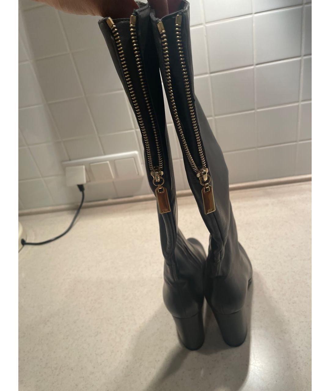 STUART WEITZMAN Антрацитовые кожаные сапоги, фото 4