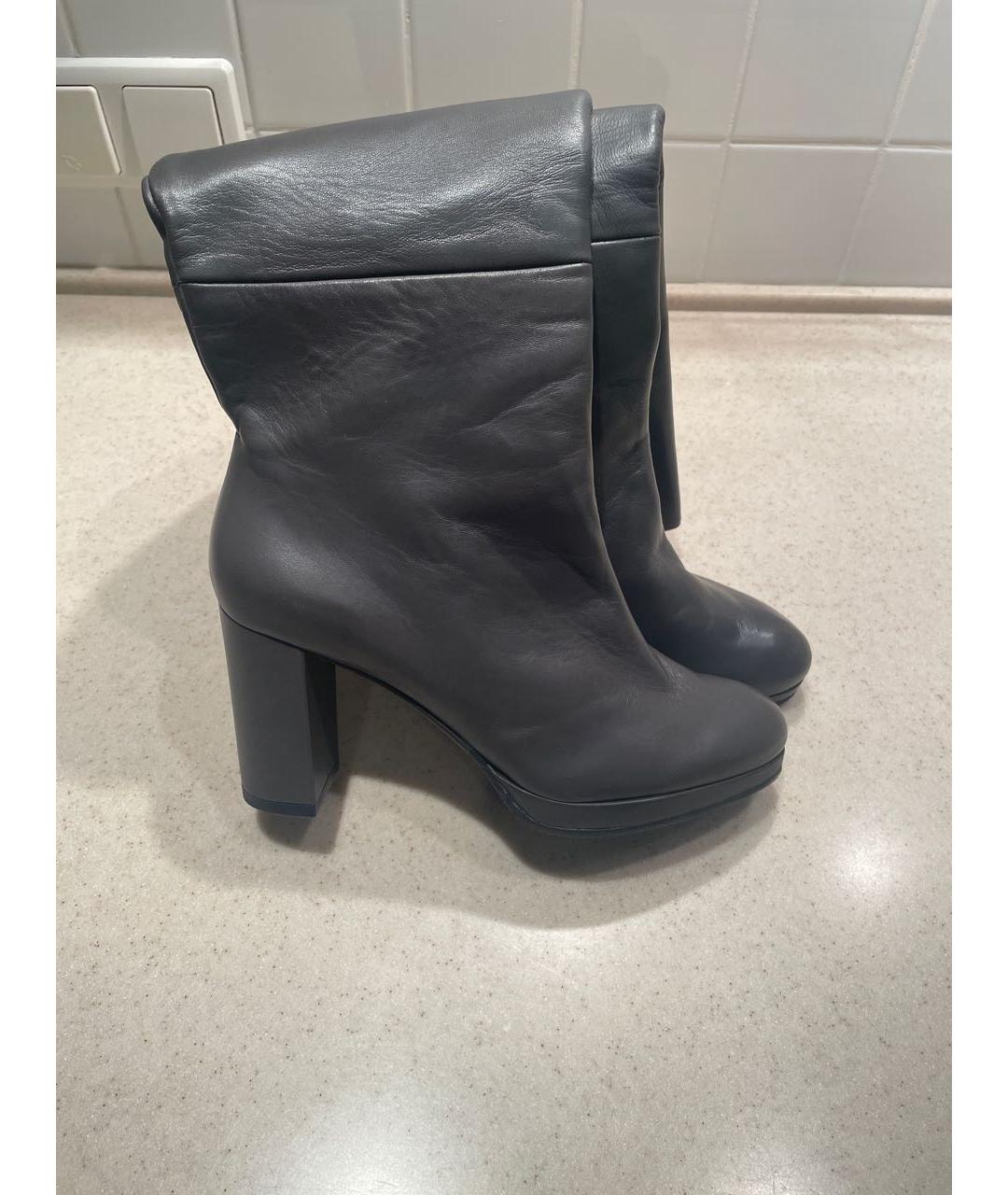 STUART WEITZMAN Антрацитовые кожаные сапоги, фото 7