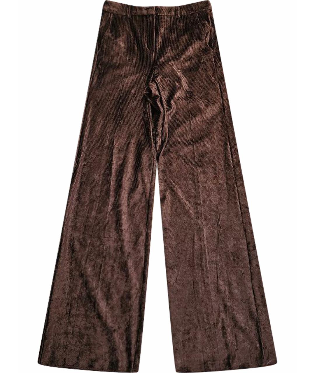 MAX MARA Коричневые вискозные прямые брюки, фото 1