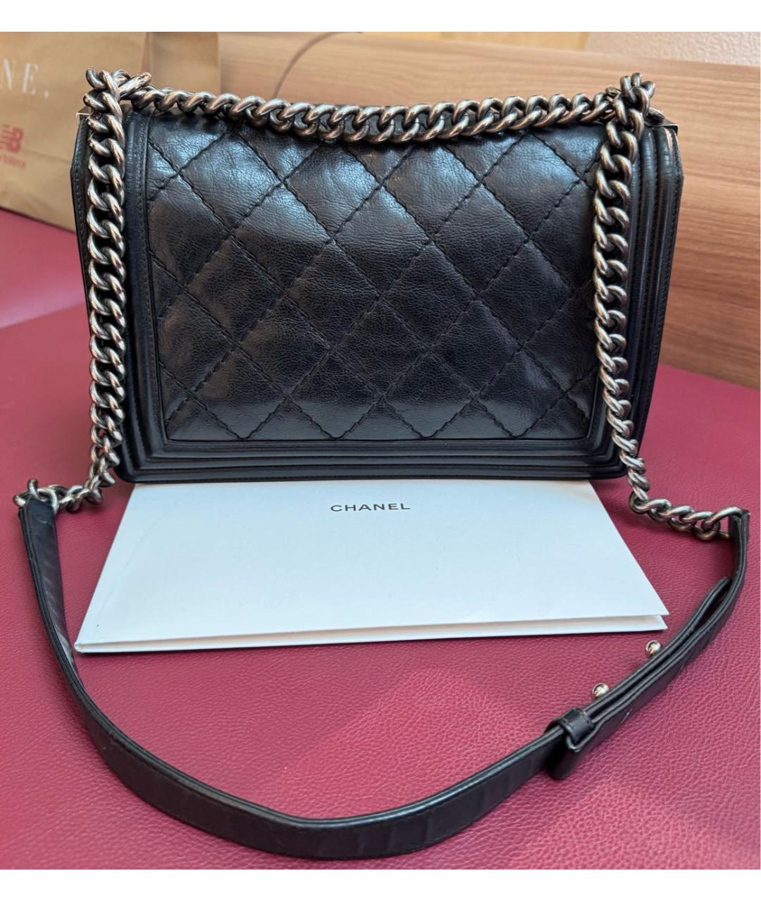 CHANEL Черная кожаная сумка через плечо, фото 8