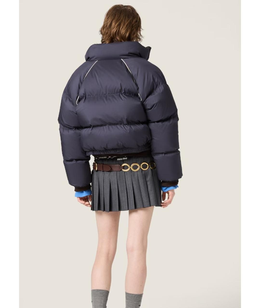 MIU MIU Темно-синяя полиэстеровая куртка, фото 3