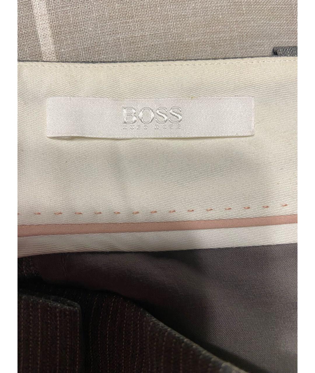 HUGO BOSS Серые шерстяные прямые брюки, фото 3