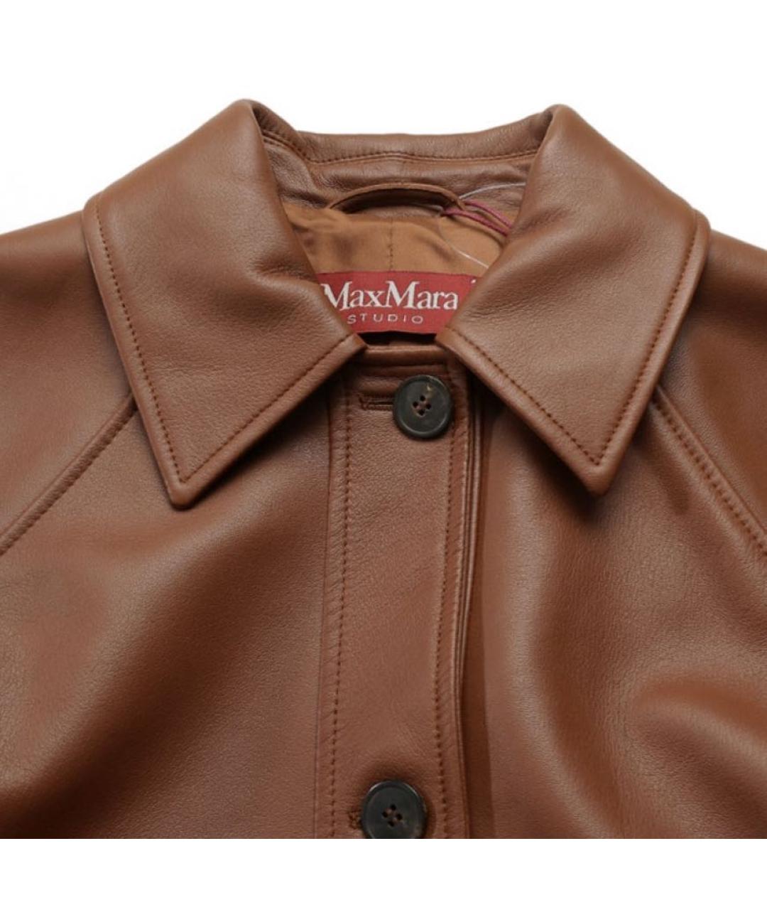 MAX MARA STUDIO Коричневая кожаная куртка, фото 6