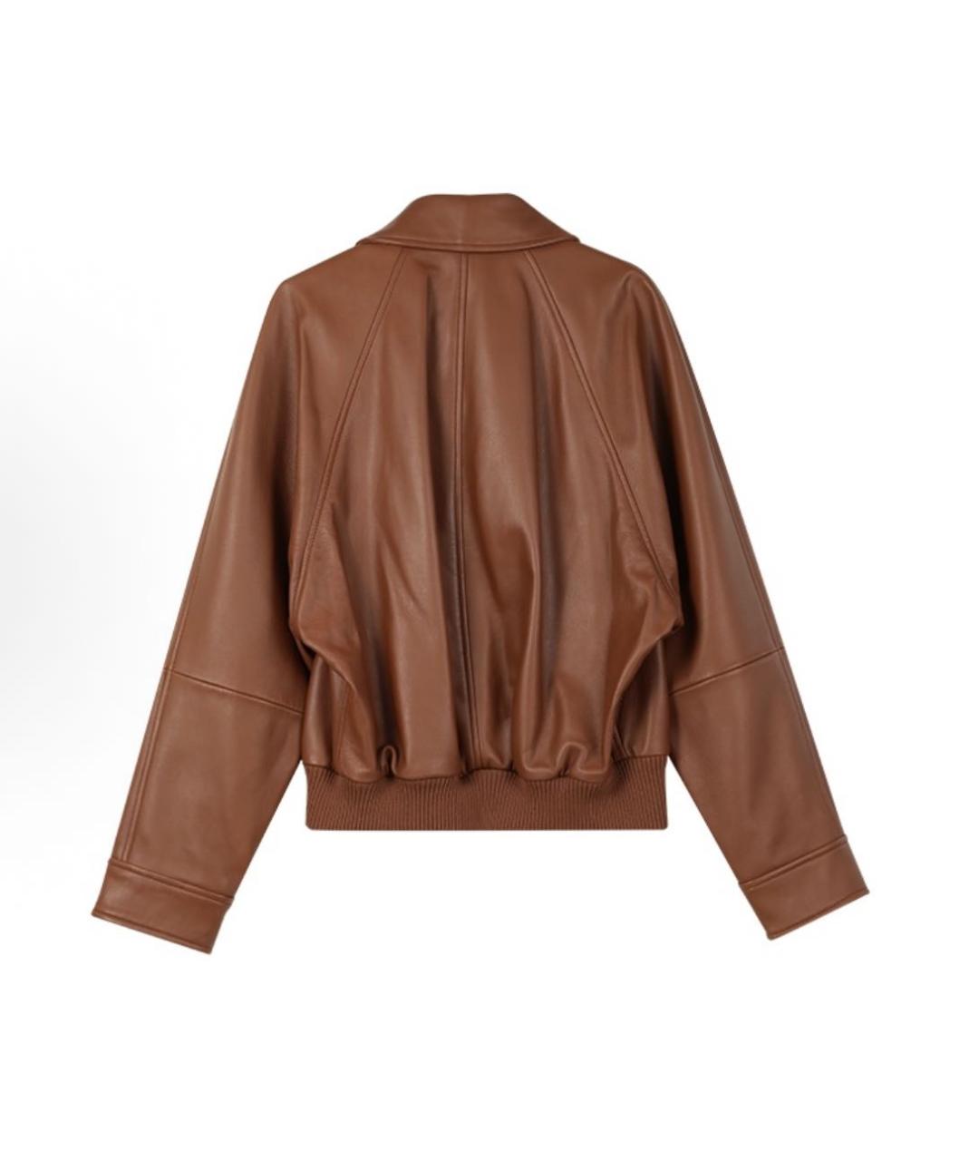 MAX MARA STUDIO Коричневая кожаная куртка, фото 2