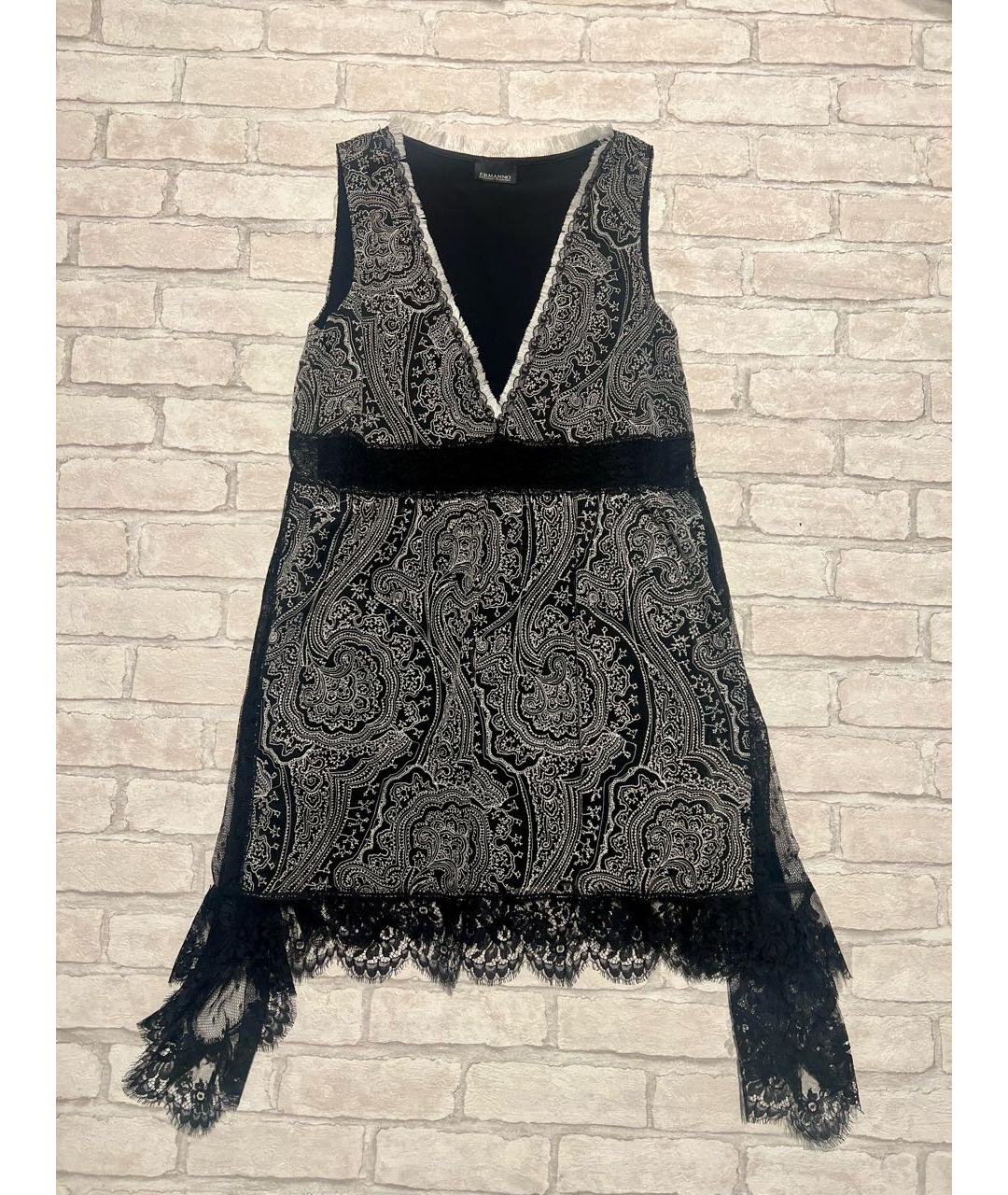 ERMANNO SCERVINO Черное хлопковое коктейльное платье, фото 9