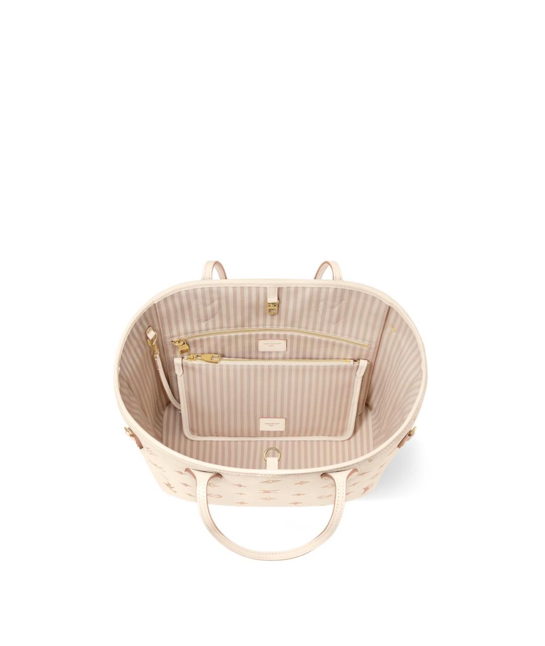 LOUIS VUITTON Бежевая кожаная сумка тоут, фото 3