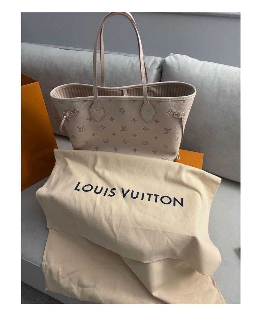 LOUIS VUITTON Бежевая кожаная сумка тоут, фото 6