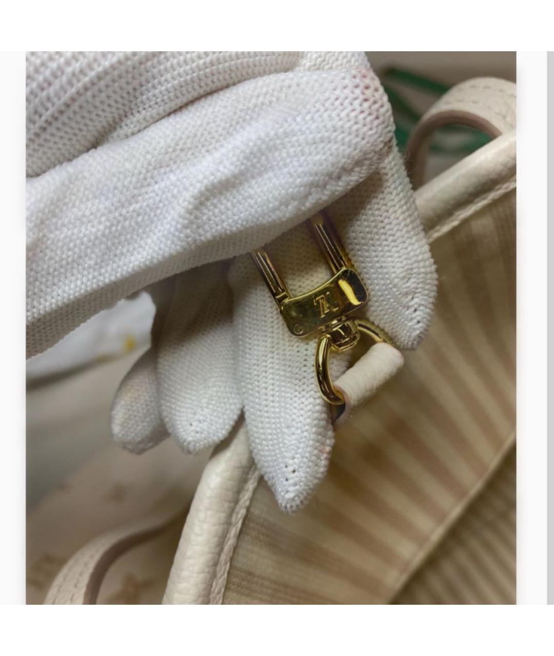 LOUIS VUITTON Бежевая кожаная сумка тоут, фото 4