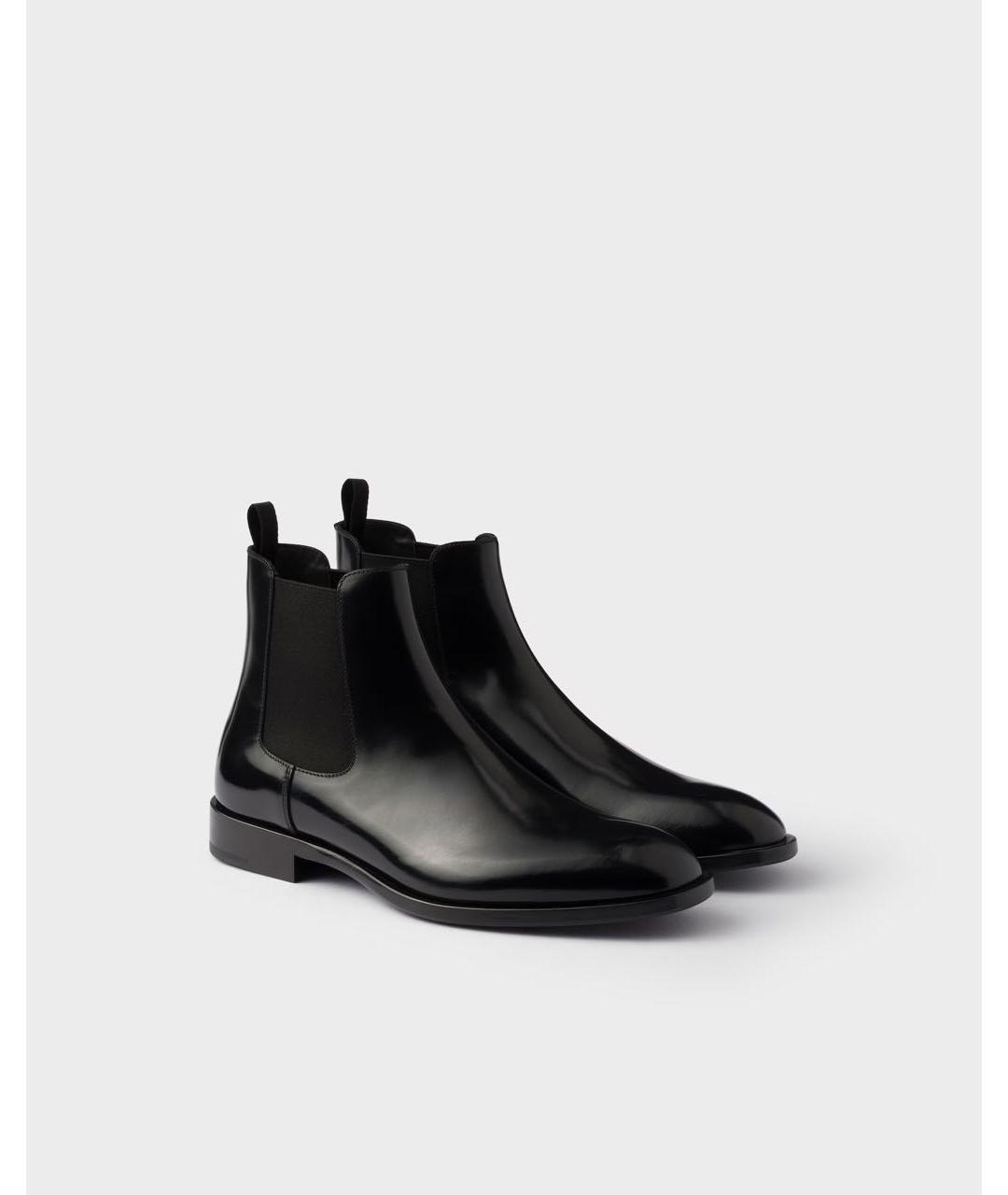PRADA Черные кожаные низкие ботинки, фото 2