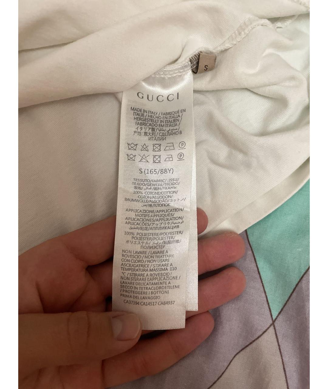 GUCCI Белая хлопко-полиэстеровая футболка, фото 4