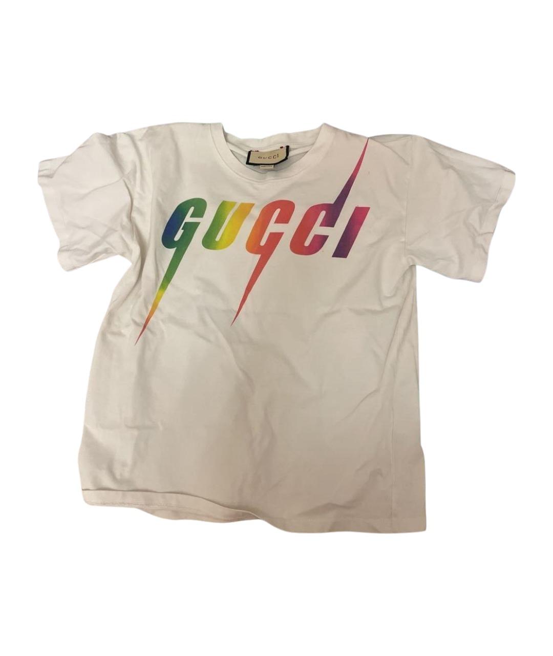 GUCCI Белая хлопко-полиэстеровая футболка, фото 1
