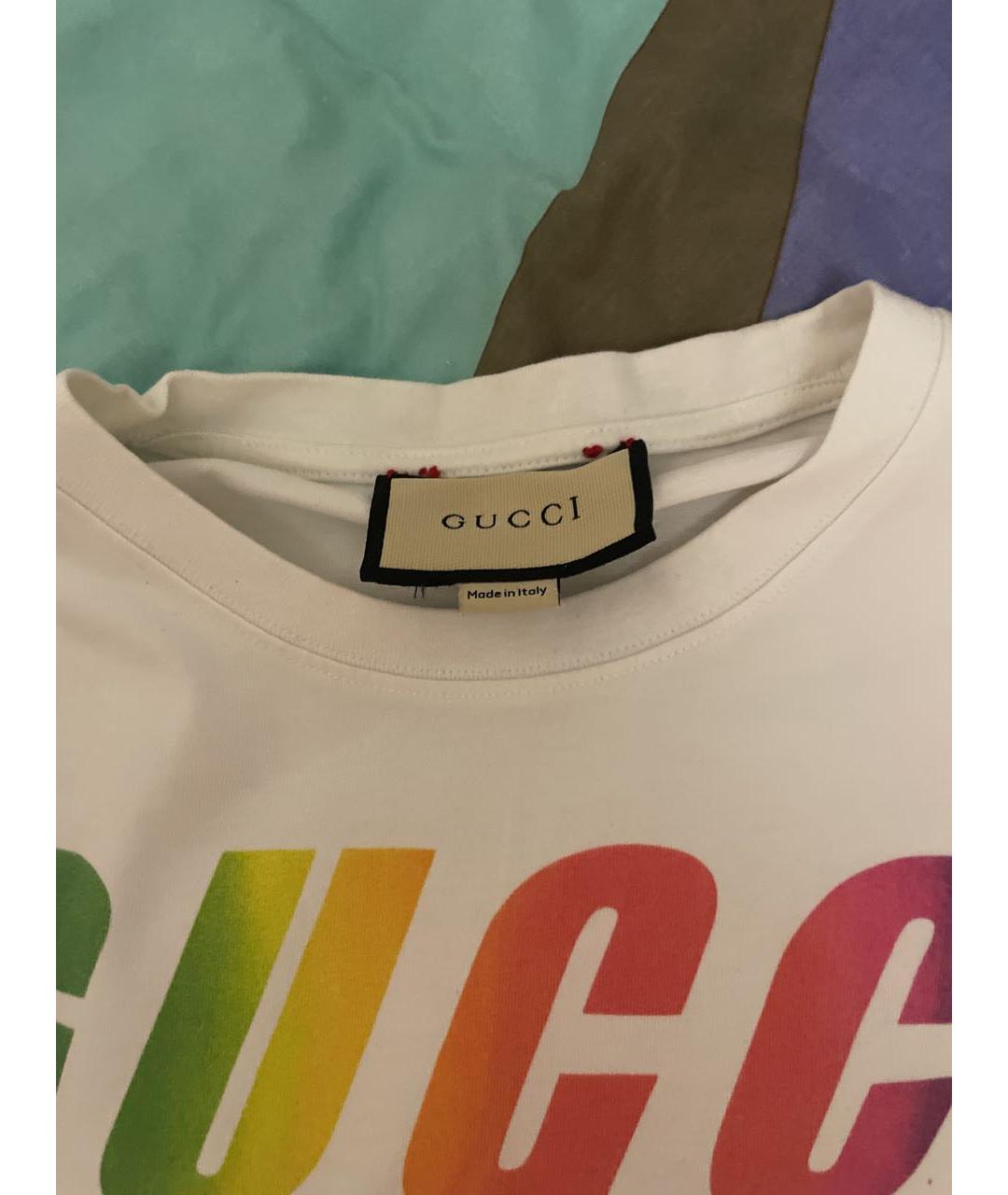 GUCCI Белая хлопко-полиэстеровая футболка, фото 3