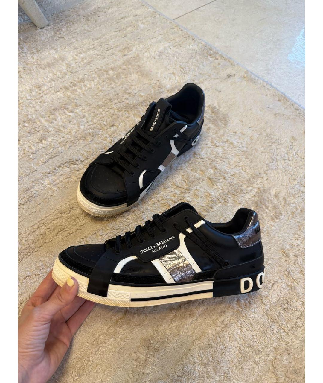 DOLCE&GABBANA Черные замшевые низкие кроссовки / кеды, фото 5