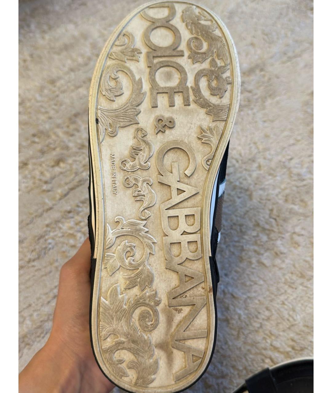 DOLCE&GABBANA Черные замшевые низкие кроссовки / кеды, фото 4