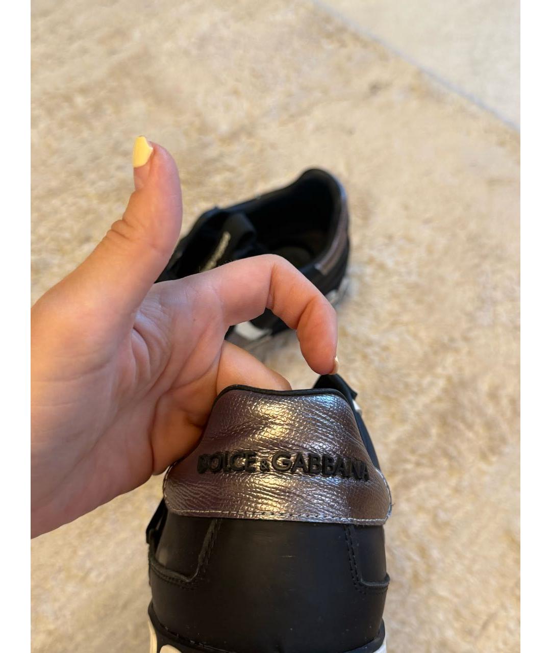 DOLCE&GABBANA Черные замшевые низкие кроссовки / кеды, фото 3