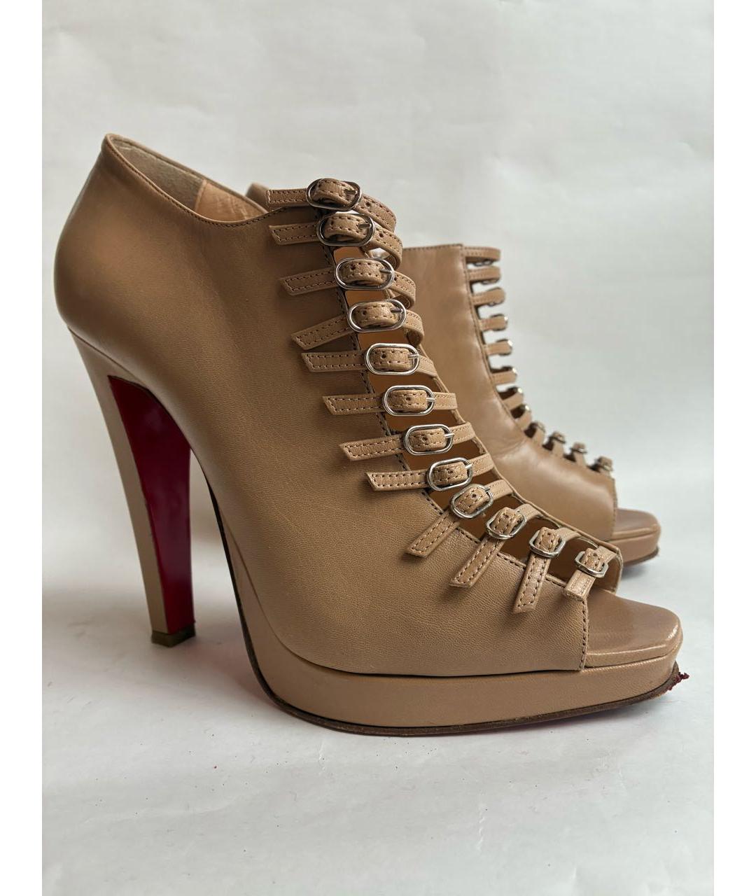 CHRISTIAN LOUBOUTIN Бежевые кожаные туфли, фото 6