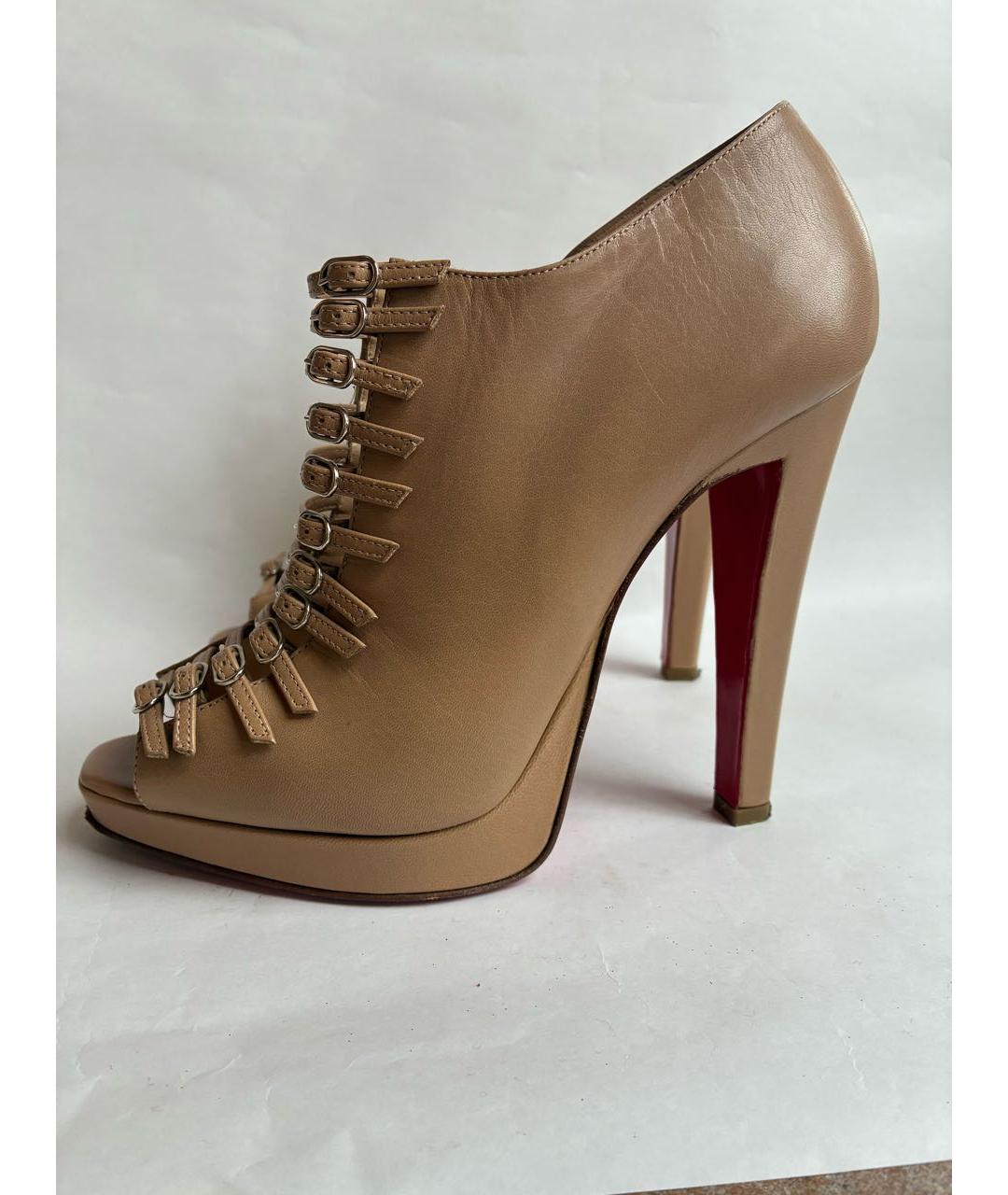CHRISTIAN LOUBOUTIN Бежевые кожаные туфли, фото 2