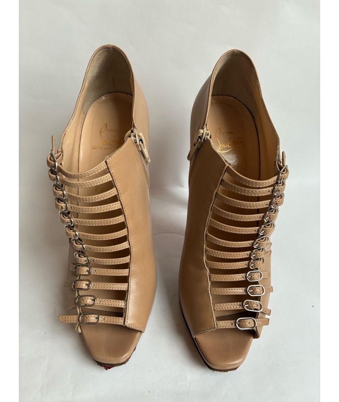 CHRISTIAN LOUBOUTIN Бежевые кожаные туфли, фото 3