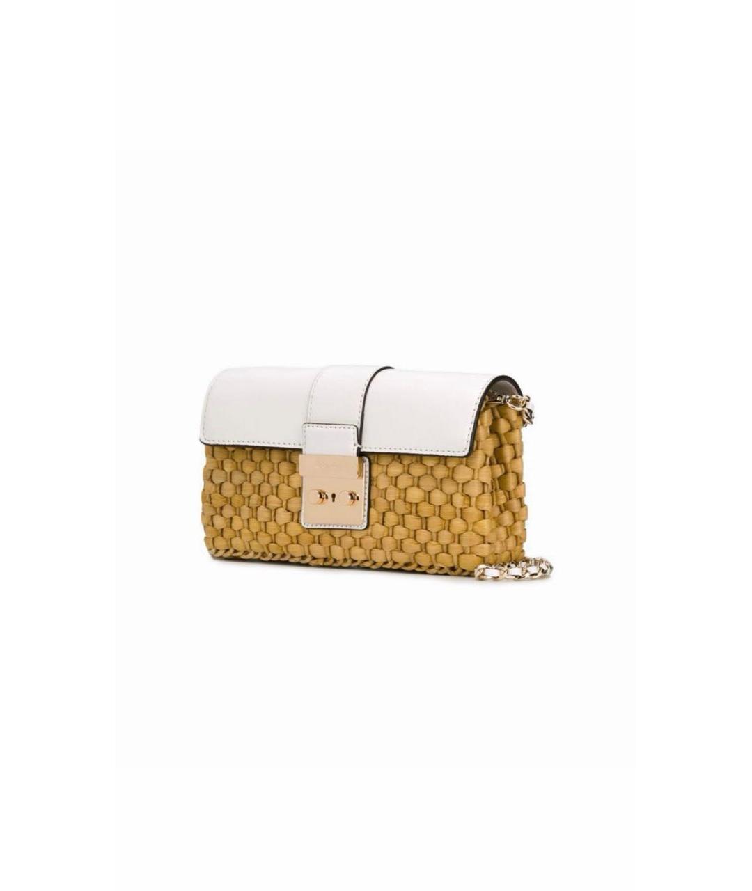 MICHAEL KORS Бежевая кожаная сумка через плечо, фото 4