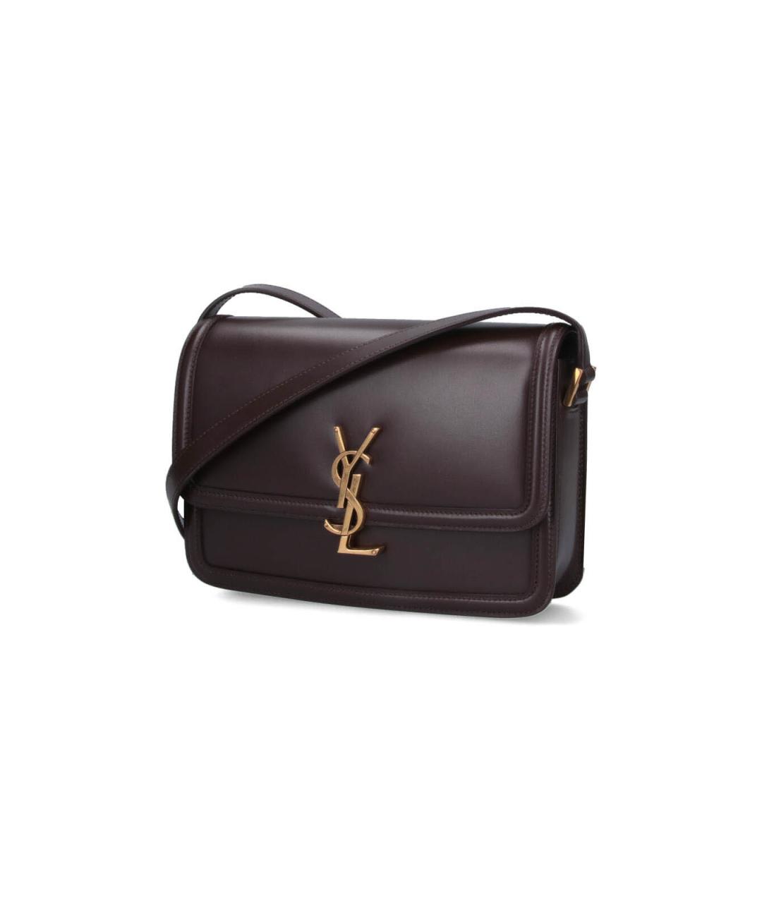 SAINT LAURENT Коричневая кожаная сумка через плечо, фото 2