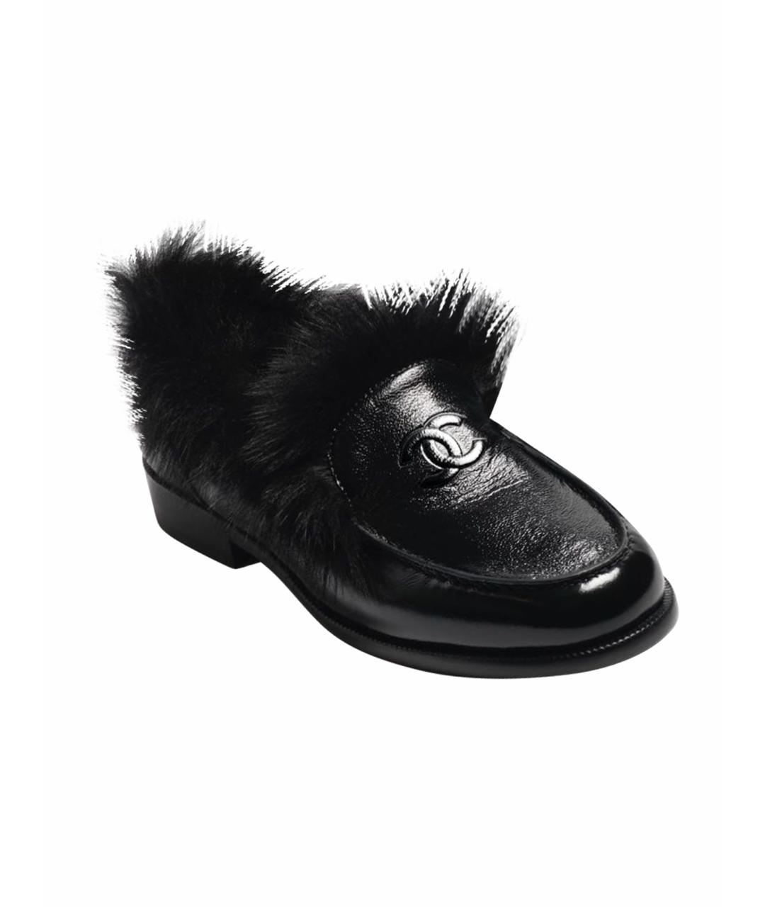 CHANEL Черные кожаные мокасины, фото 1