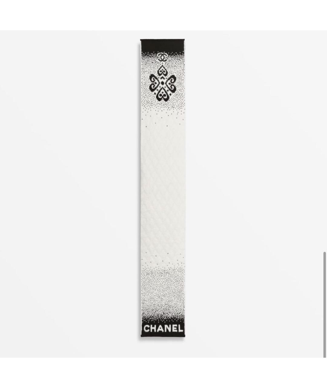 CHANEL Белый шерстяной шарф, фото 4
