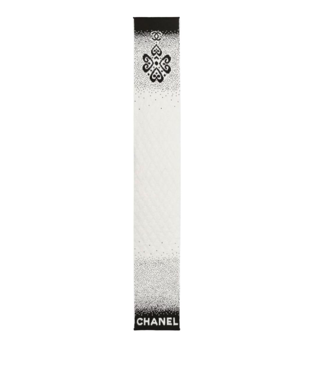 CHANEL Белый шерстяной шарф, фото 1
