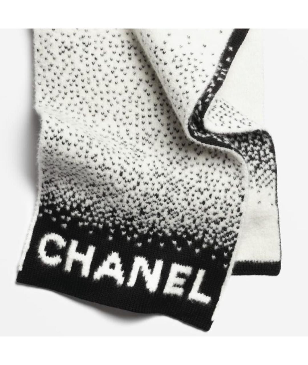 CHANEL Белый шерстяной шарф, фото 3