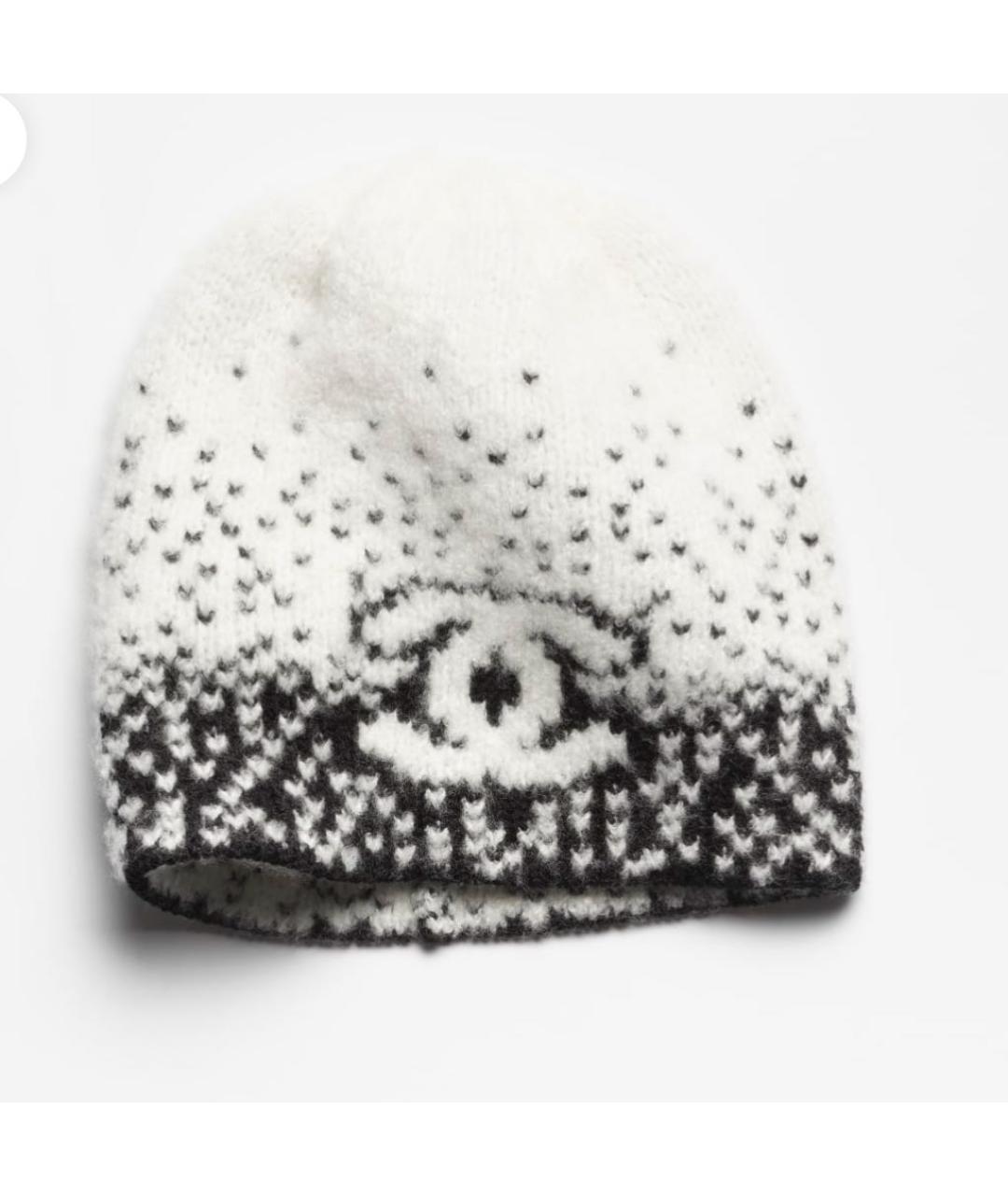 CHANEL Белая шерстяная шапка, фото 3