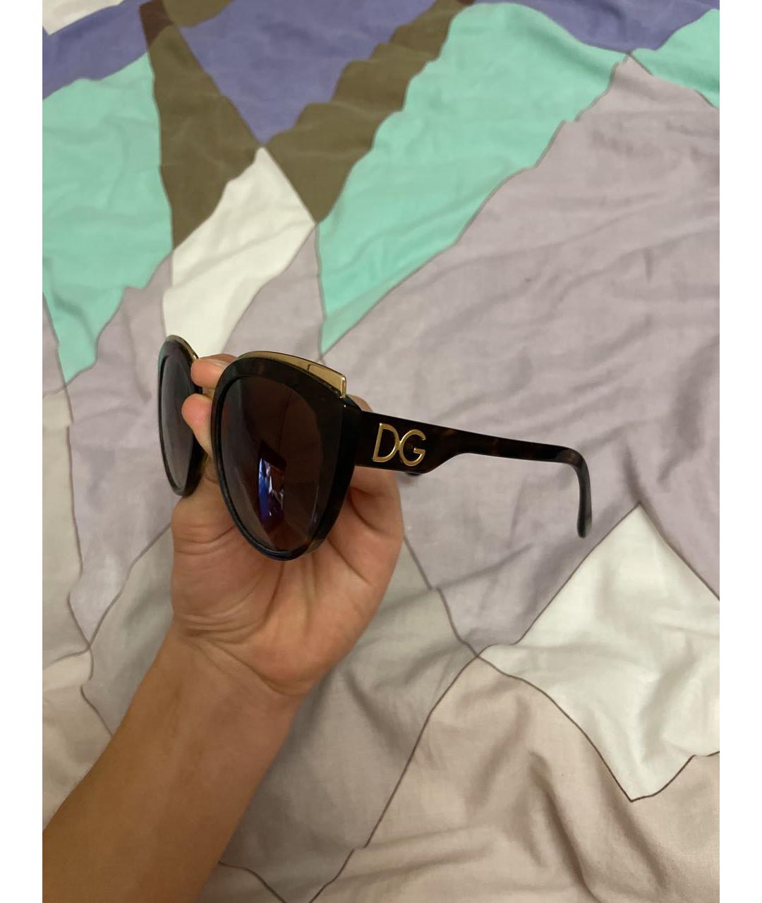 DOLCE&GABBANA Коричневые пластиковые солнцезащитные очки, фото 3