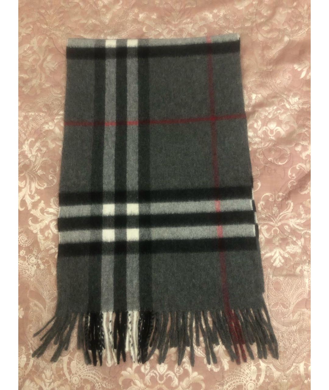 BURBERRY Серый кашемировый шарф, фото 7