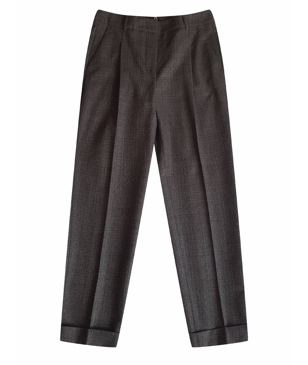 PESERICO Коричневые шерстяные прямые брюки, фото 1