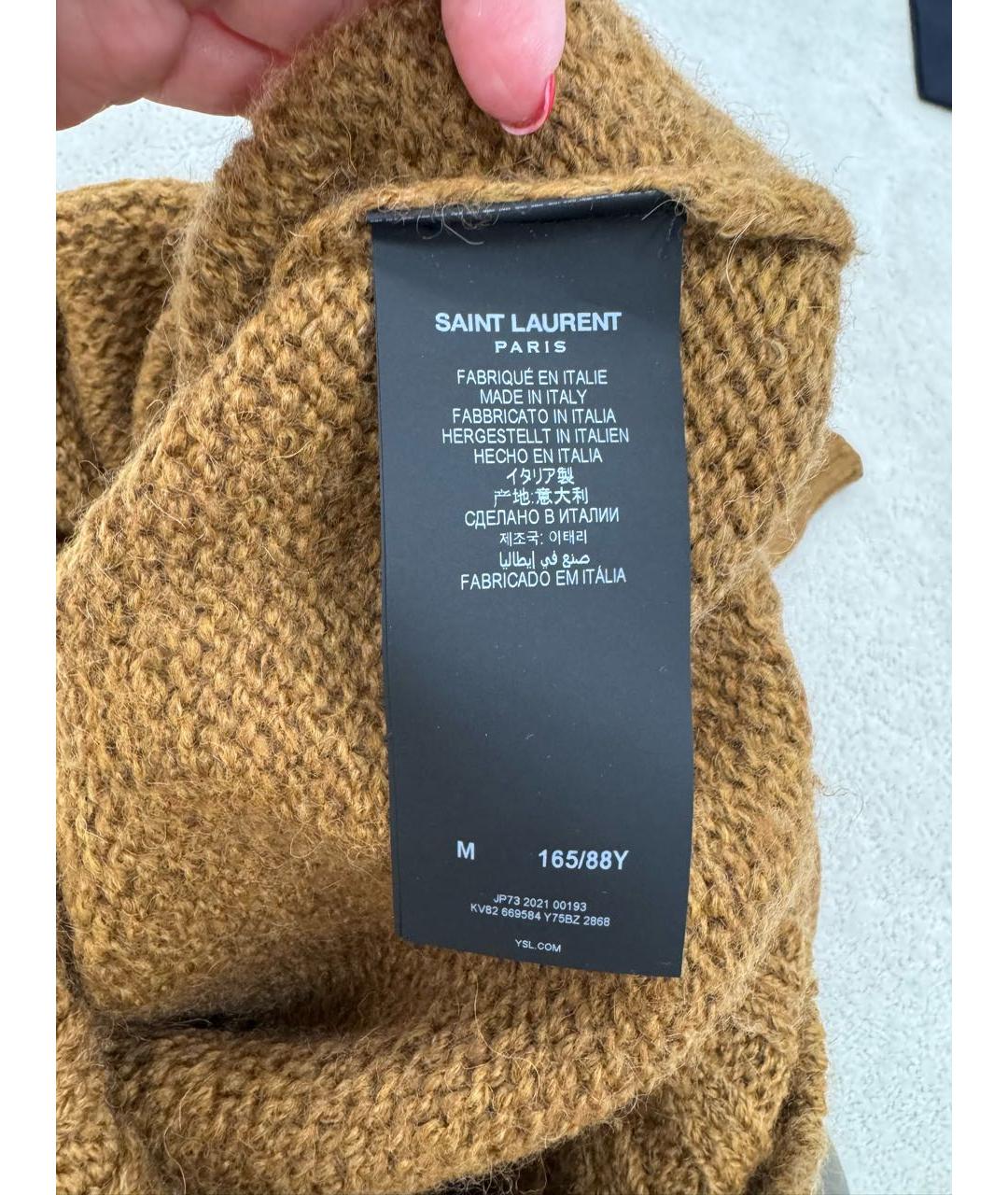 SAINT LAURENT Коричневый шерстяной джемпер / свитер, фото 4