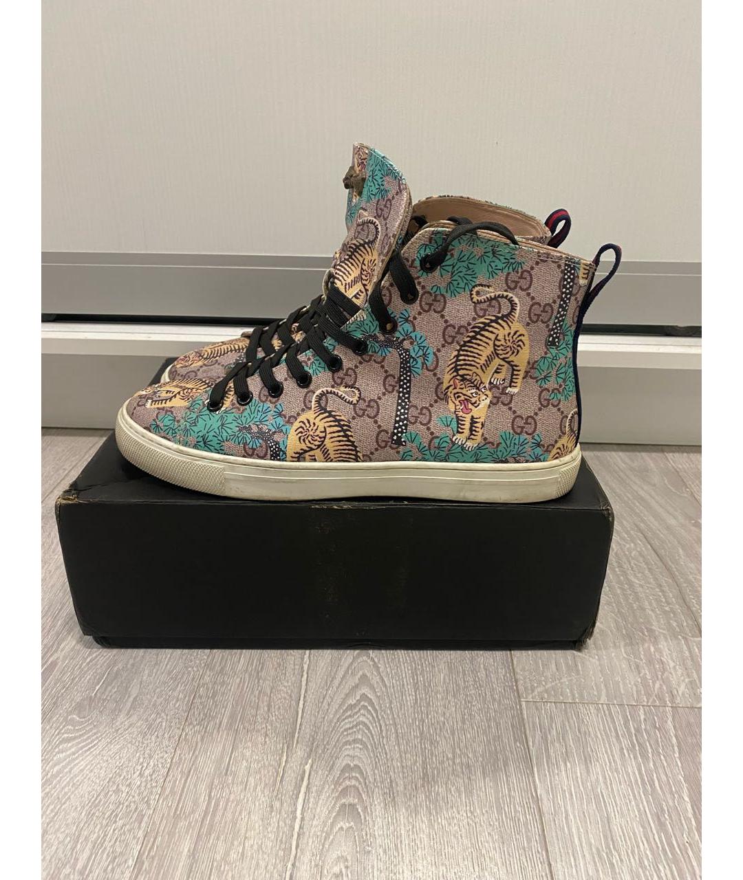 GUCCI Мульти кожаные высокие кроссовки / кеды, фото 4