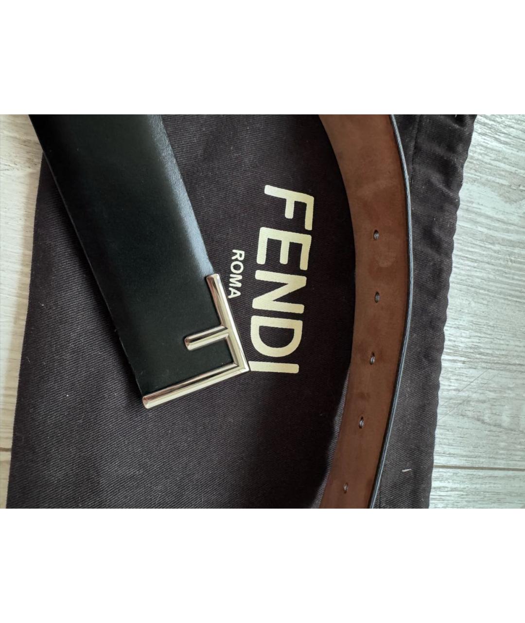 FENDI Черный кожаный ремень, фото 2