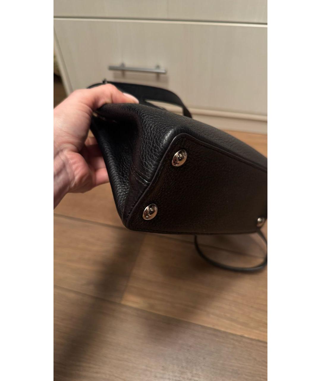 LOUIS VUITTON Черная кожаная сумка с короткими ручками, фото 6