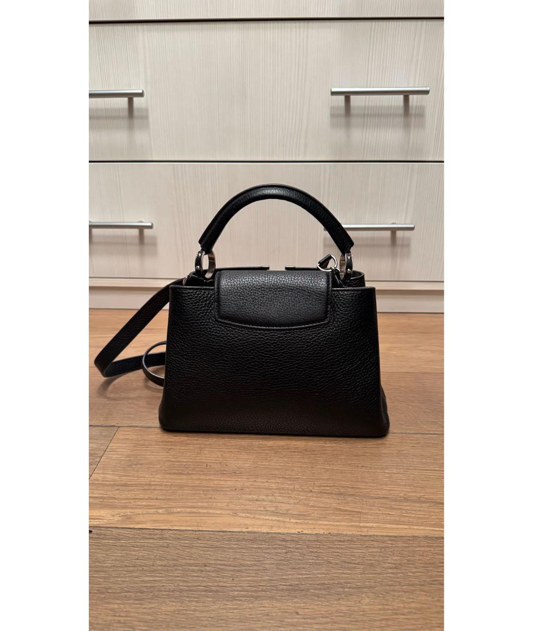 LOUIS VUITTON Черная кожаная сумка с короткими ручками, фото 3