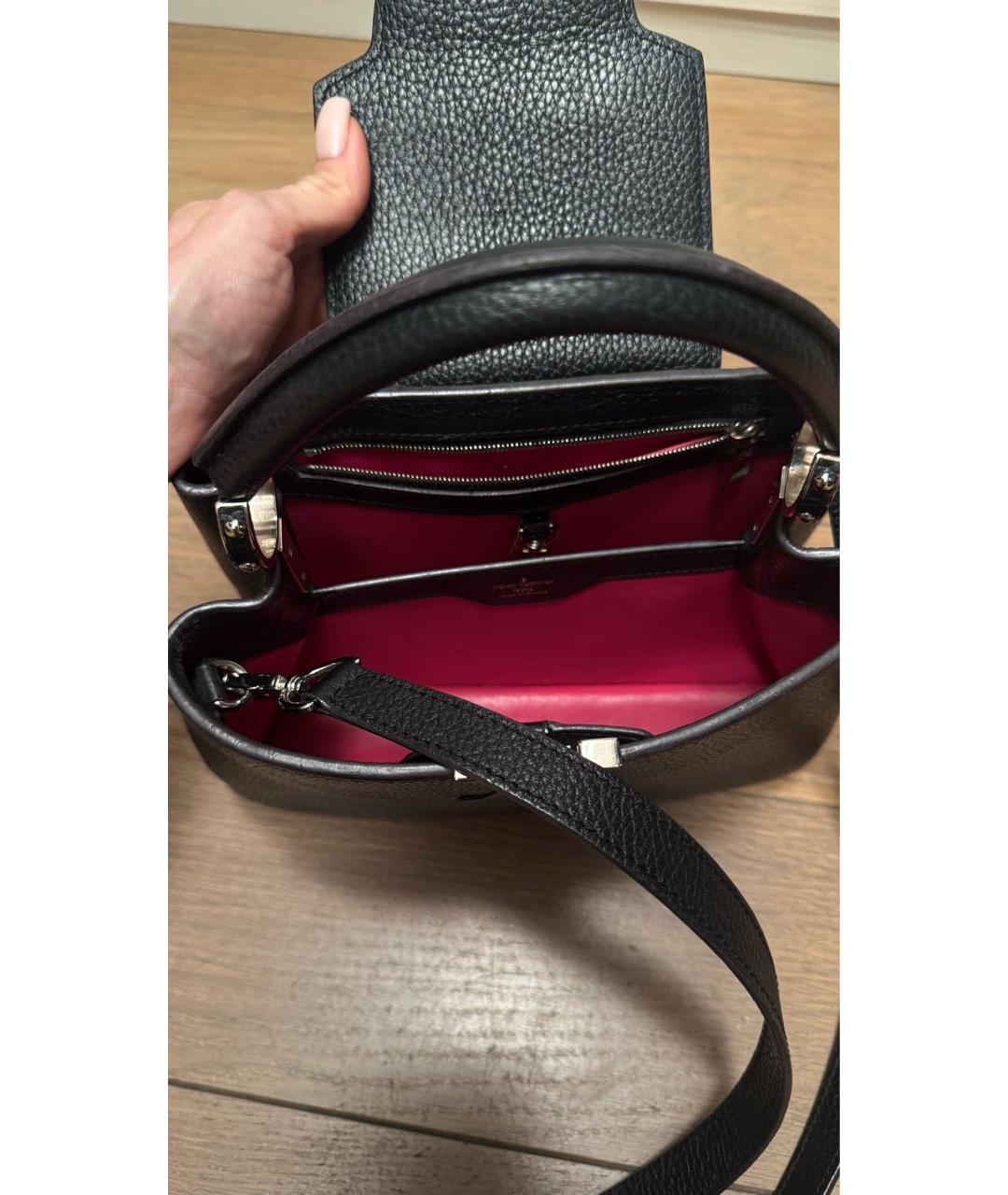 LOUIS VUITTON Черная кожаная сумка с короткими ручками, фото 4