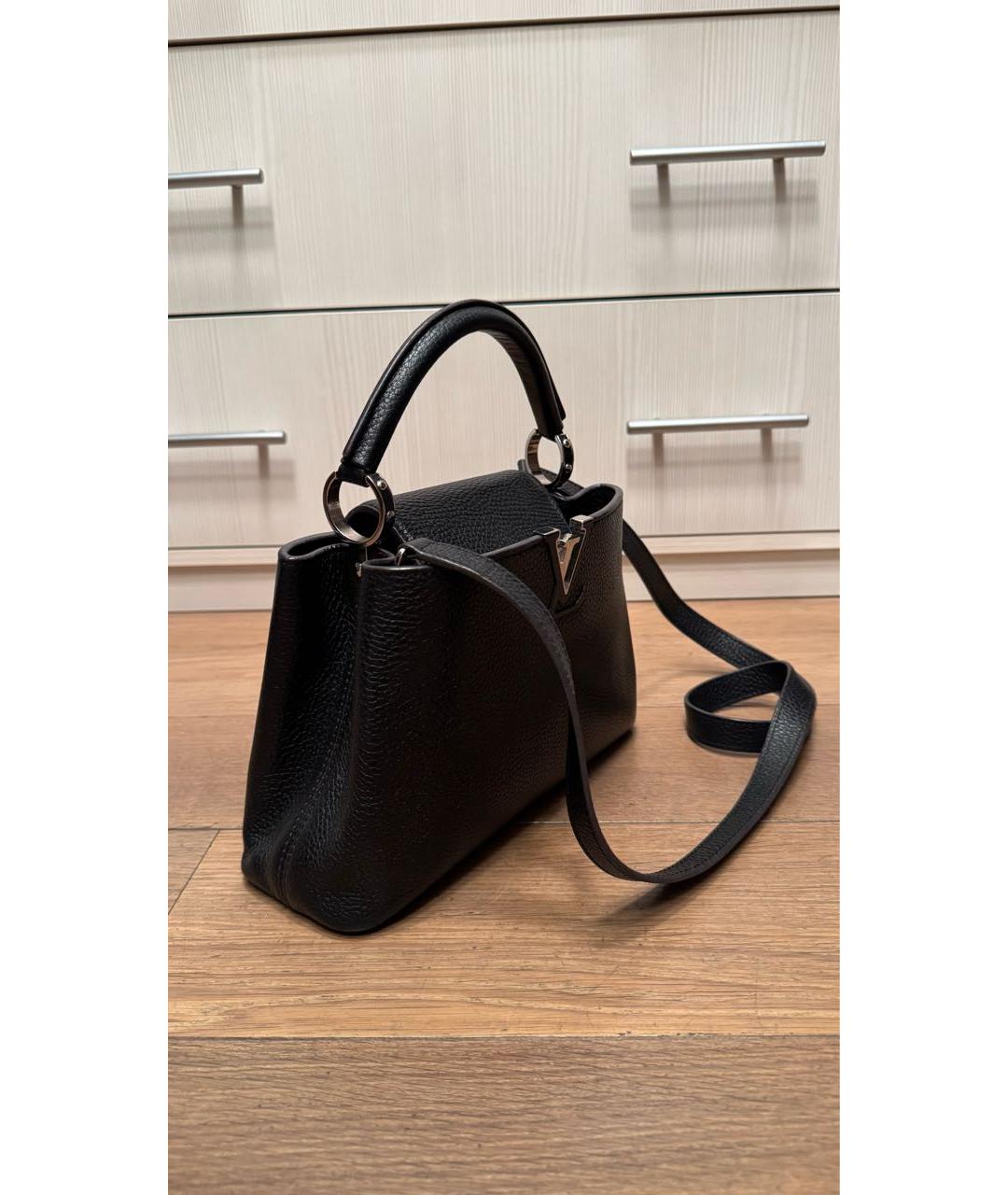 LOUIS VUITTON Черная кожаная сумка с короткими ручками, фото 2