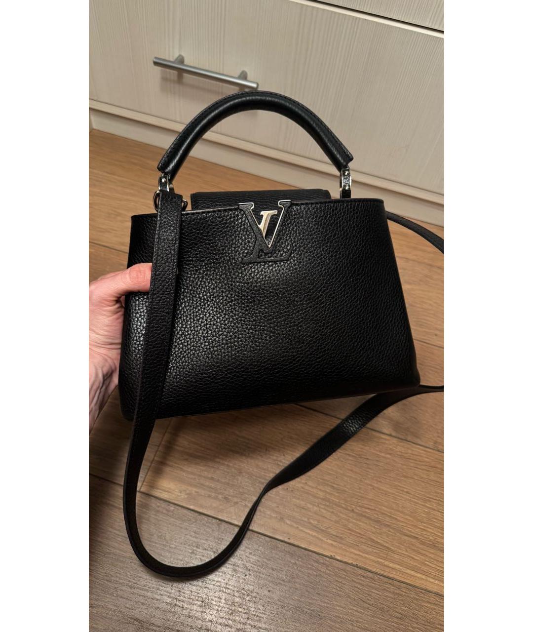 LOUIS VUITTON Черная кожаная сумка с короткими ручками, фото 7