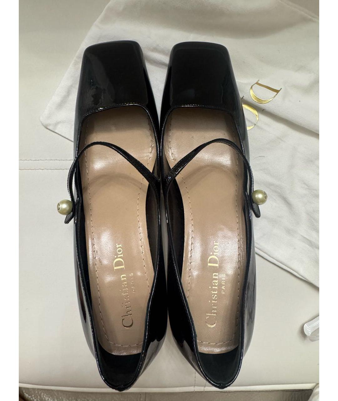 CHRISTIAN DIOR Черные туфли из лакированной кожи, фото 3