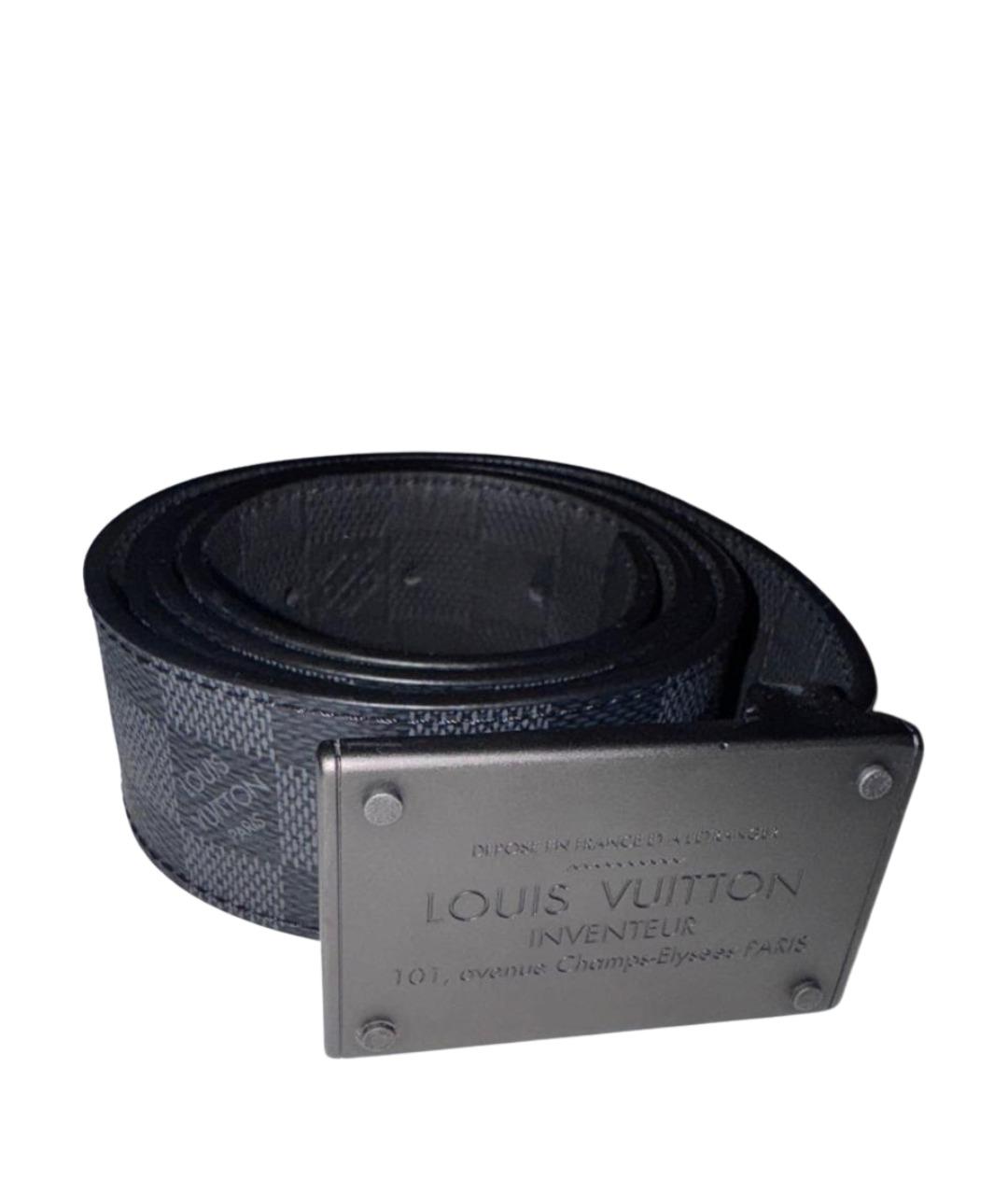 LOUIS VUITTON Антрацитовый кожаный ремень, фото 1