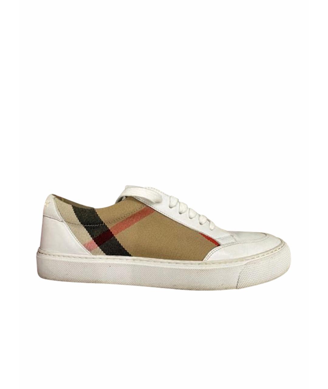 BURBERRY Белые кожаные кеды, фото 1