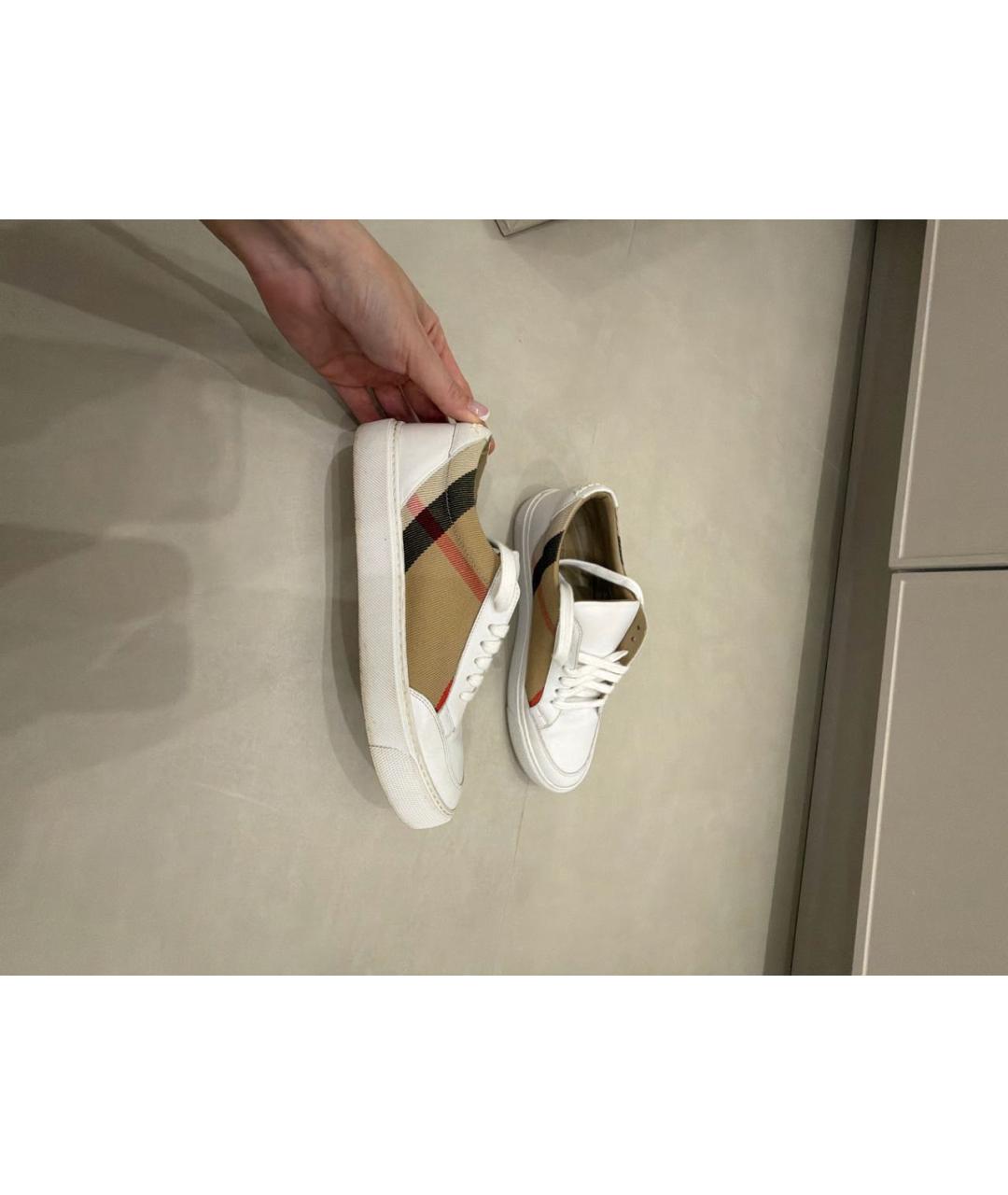 BURBERRY Белые кожаные кеды, фото 5