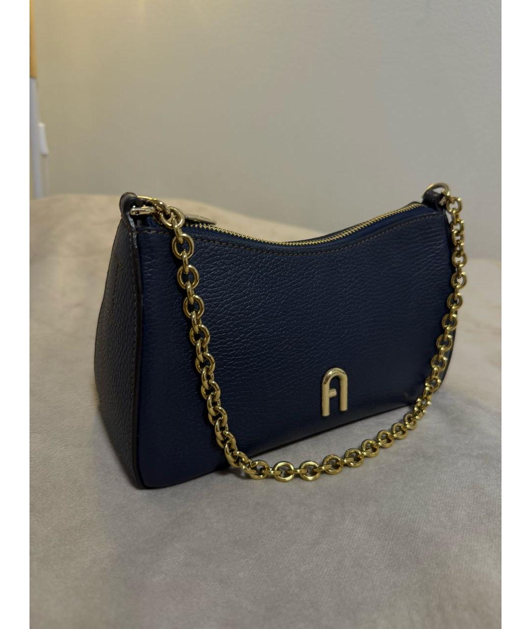 FURLA Темно-синяя кожаная сумка через плечо, фото 2