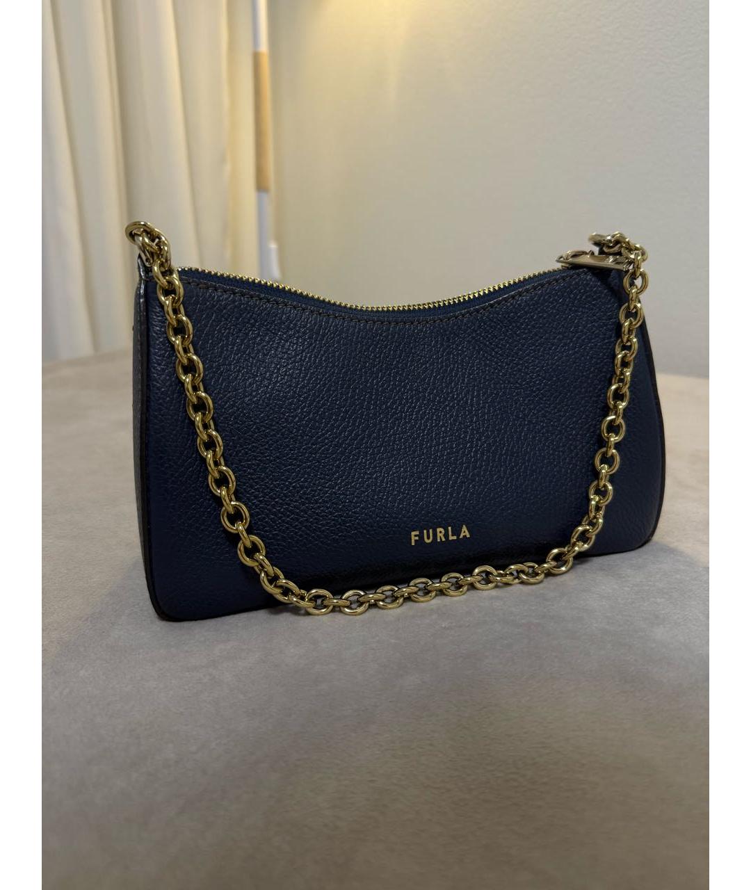 FURLA Темно-синяя кожаная сумка через плечо, фото 3