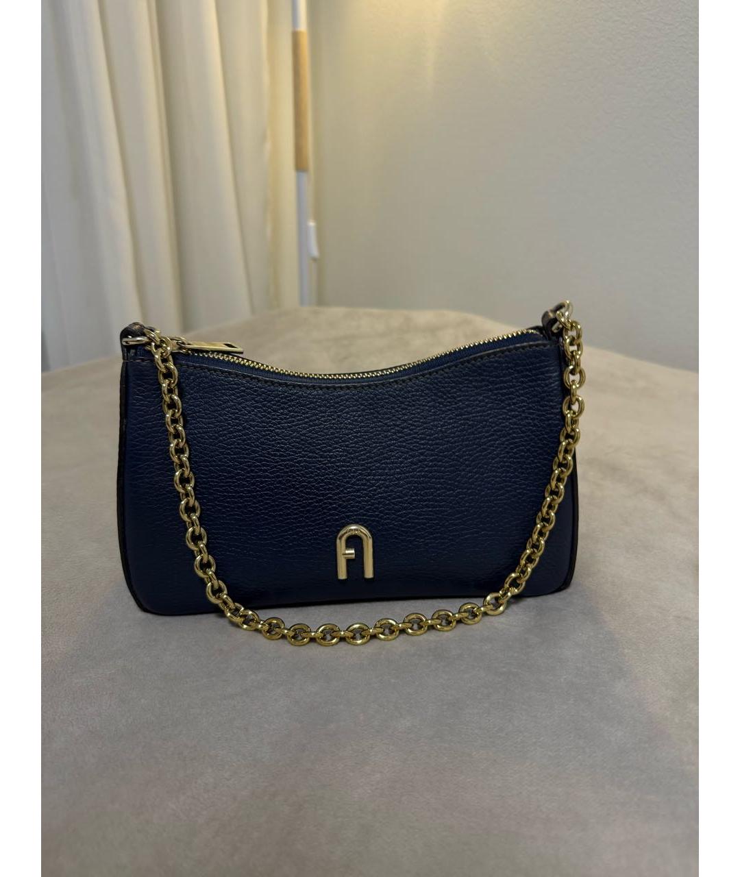 FURLA Темно-синяя кожаная сумка через плечо, фото 9