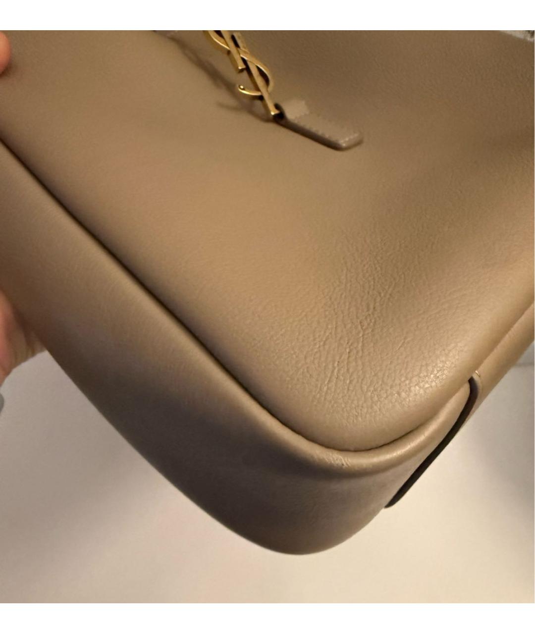 SAINT LAURENT Бежевая кожаная сумка тоут, фото 7