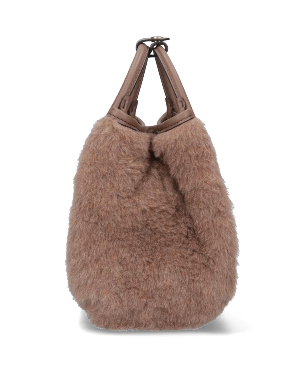 MAX MARA Коричневая шерстяная сумка тоут, фото 5